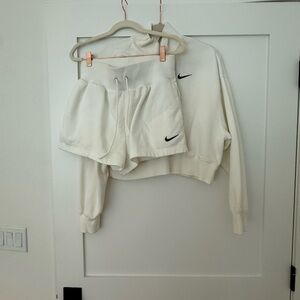 Nike phoenix cropped sweatshirt & Shorts Set